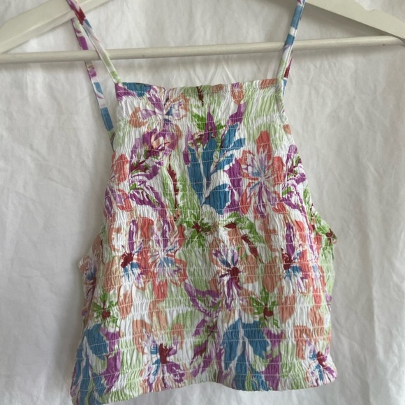 Roxy floral pualani sleeveless crop top smocked size Small - Picture 6 of 15